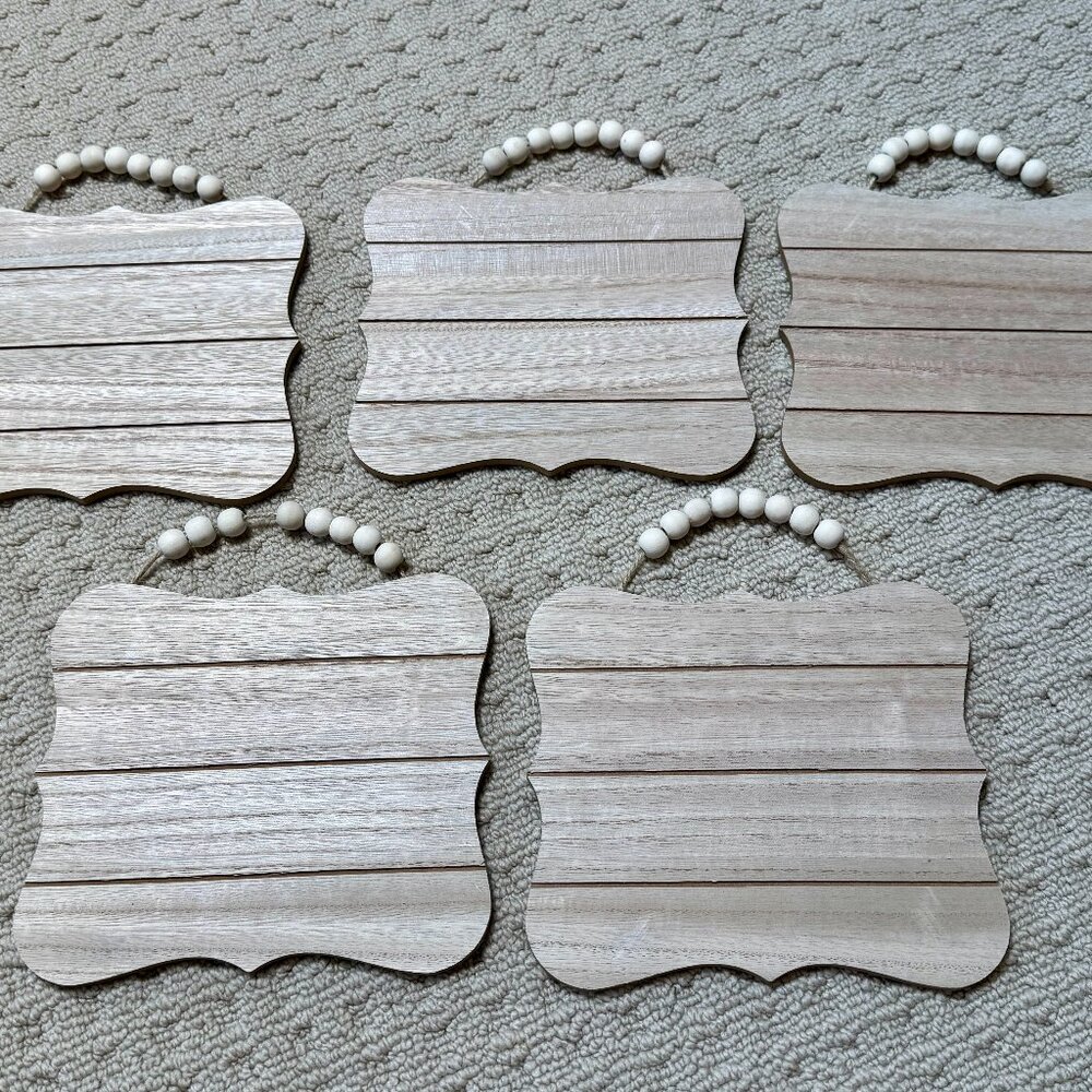 5 Ornate Wood Unfinished Untreated Wood With Grooves Hanging - Arts & Crafts -